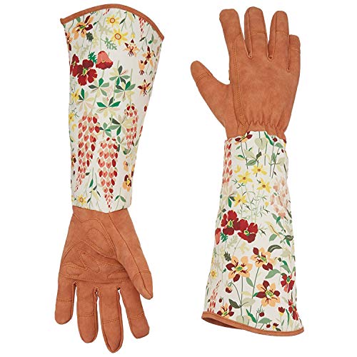 Ruibo Rose Pruning Gardening Gloves Thorn Proof/Puncture Resistant Long Garden Gloves Protect Hands and Arms for Women - color: Sun Flower