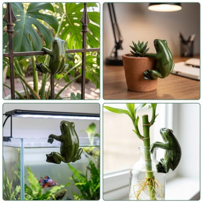 Frog Plant Pot Hanger, Mini Resin Climbing Frog Figurine Flower Pot Hugger, Funny Animal Statue Ornament for Indoor Outdoor Garden Yard Patio, Gift for Plant Lovers - style: Frog