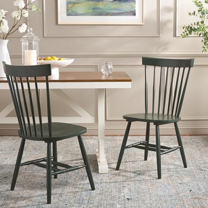 SAFAVIEH Furniture - Parker Spindle Dining Chair Set of 2 - Garden Green - Solid Wood - Classic Windsor Design - Ideal for Dining Room, Kitchen, 17.3" Seat Height (AMH8500M-SET2) - color: Garden Green