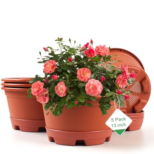 KPUVX Outdoor Flower Pots, 13 inch, 5 Packs - color: Red, size: 13 inch