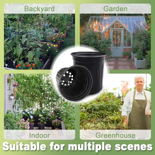 Anyumocz 60 Pcs 1 Gallon Flexible Plant Nursery Pots,Thickened Soft Plastic Seedling Pot with Holes,Flower Plant Container for Succulents,Cuttings,Transplanting,Home Garden(Black) (Pack of 3) - size: 60 Pieces 1 Gallon (Pack of 3)