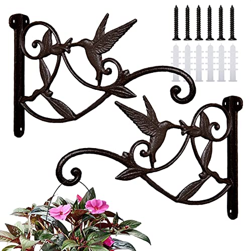 2Pcs Plant Hangers Wall Hooks Outdoor Hanging for Planters 10 Inch - color: Rustic dark-brown