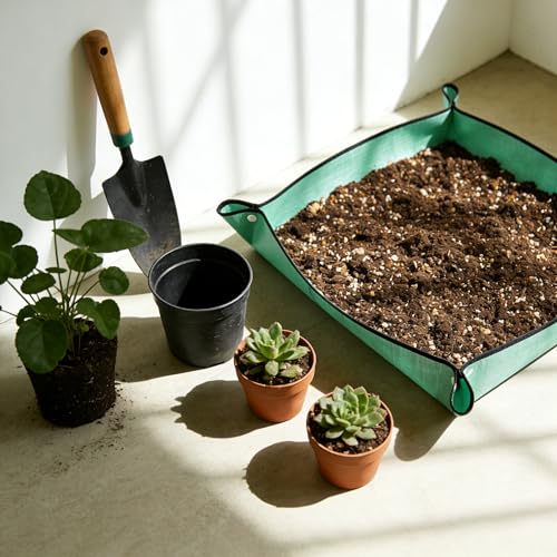 Waterproof Gardening Mat for Potting Plants, Portable Soil Repotting Mat with Snap Buttons, Easy Clean Garden Work Mat for Indoor & Outdoor Use, Greener - color: Greener