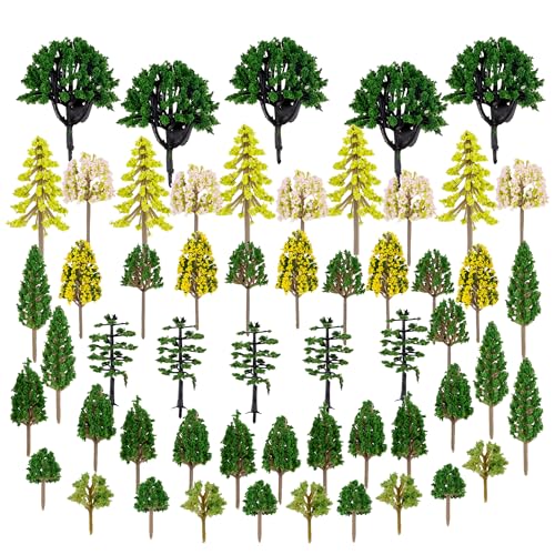 55pcs Miniature Model Trees Artificial Fake Trees for Diorama Materials