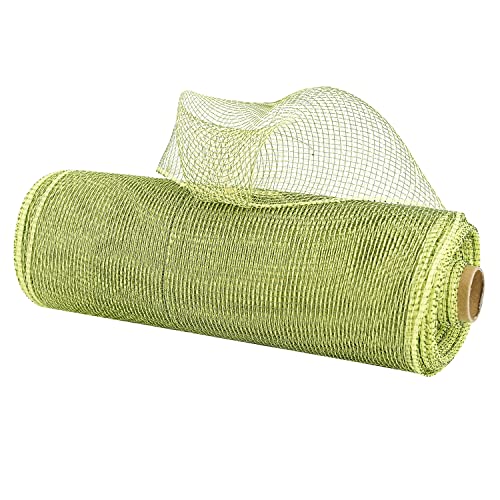 Moss Green Deco Mesh 10 Inch Rolls Christmas Deco Mesh Wreath Supplies Apple Green Mesh Ribbon for Christmas Tree, Garland, Staircase, Mailbox, Centerpiece, Decorating and Crafts (30 Feet) - color: Green Olive