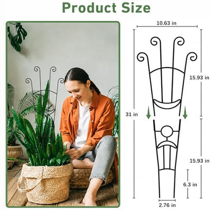 32.6in Plant Trellis for Climbing Plants Indoor Outdoor, Expandable Large Metal Garden Trellis for Potted Plants, Heavy-Duty Tall Pothos Plant Climber Support for Ivy Pothos Hoya Monstera, 2P - size: 32in, 2p
