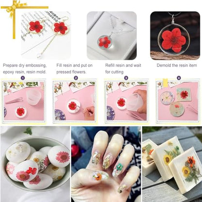 37Pcs Red Dried Pressed Flowers Natural Dried Flowers for Resin,Real Pressed Flowers for Crafts,Dry Flowers for Resin Molds DIY Scrapbookin Candle Jewellery Making - color: 37pcs Red