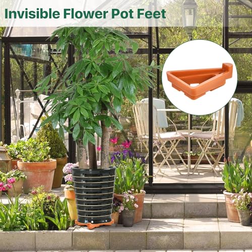 48Pcs Flower Plant Pot Feet, Triangle Plastic Pot Lifters Supports Small to Large Flower Planters, Invisible Flower Pot Risers, Potted Plant Stand Flower Pot Feet for Indoor and Outdoor Planter