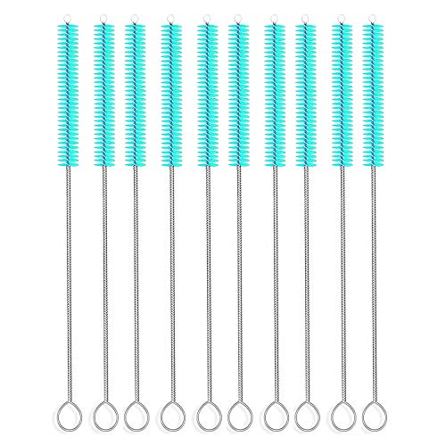 Long Straw Brush Cleaner (10 Pack), Flexible Nylon Tube Cleaning Brushes with 0.4" Bristles, Rust-Proof Stainless Steel Wire Washer for Reusable Tumblers, Sports Bottles & Pipes (10 Inch) - color: Green