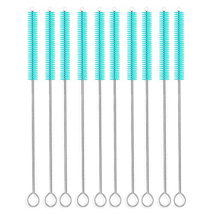 Long Straw Brush Cleaner (10 Pack), Flexible Nylon Tube Cleaning Brushes with 0.4" Bristles, Rust-Proof Stainless Steel Wire Washer for Reusable Tumblers, Sports Bottles & Pipes (10 Inch) - color: Green