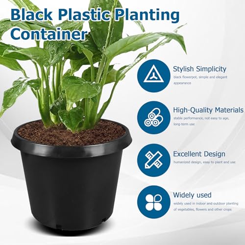 Planter Nursery Pots 12.7 Gallon Pots for Plants, Injection Molded Plastic Nursery Pots, Plant Container 12.7 Gal 5-Pack - color: Black, size: Round-18inch-5pcs