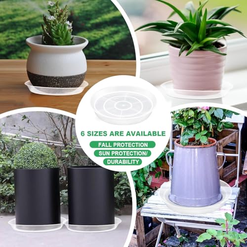 OUPSAUI 3 4 6 8 10 12 14 Inch Plant Saucer Pot Tray, 6 Pack Clear Plant Saucers for Indoors and Outdoors, Large Plastic Dish Suacer Water Drip Tray for Potted Plants Flowers (3 Inches) - size: 3 Inches
