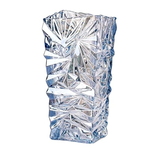 Modern Glass Vase Ice Cracking Style Flower Vase Desktop Ornament | Propagation Station Plant Holder for Home Wedding Decor (Blue, Ice Crack) - color: Blue, size: Ice Crack