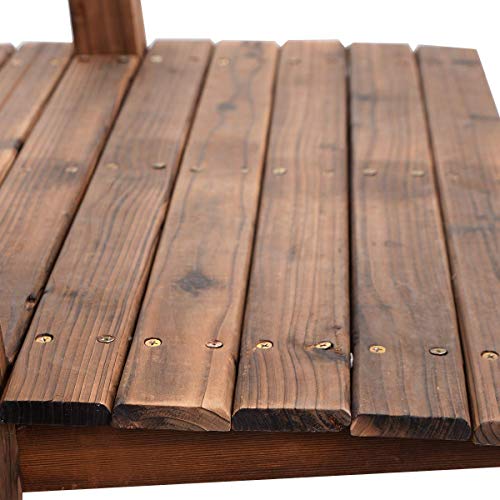 HAPPYGRILL 5 FT Wooden Garden Bridge, Decorative Pond Bridge with Railings | Stained Finish Wood Footbridge with 400 lbs Capacity for Outdoor Garden Yard Backyard