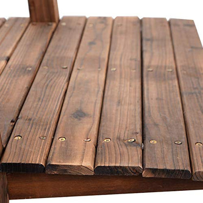HAPPYGRILL 5 FT Wooden Garden Bridge, Decorative Pond Bridge with Railings | Stained Finish Wood Footbridge with 400 lbs Capacity for Outdoor Garden Yard Backyard