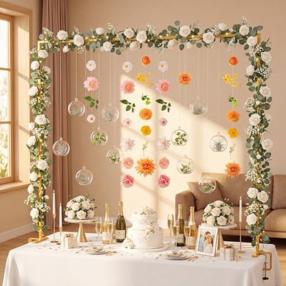 GlikCeil 18 Pcs Hanging Glass Globes 3.15" Tealight Holders Garlands | Round Orbs for Wedding Table Centerpiece, Arch Garden Decor, Air Plant Terrariums, Tea Light Display, Event Decoration