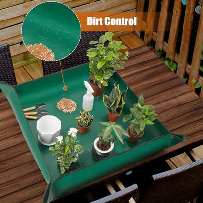 3pcs Susguo Repotting Mat for Indoor Plants, Mix Size Repotting Mats, Thickened Waterproof Plant Mat, Portable Folding Potting Mat, Gardening Mat for Orchid Pot, Planting Potting Soil Change Mat