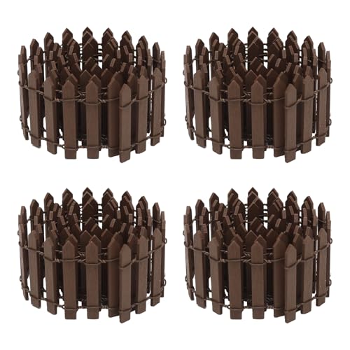 4PCS 35Inch Brown Picket Fence - Miniature Fairy Garden Decor, Plant Pots & DIY Crafts (Durable Wooden Decorative Fence) - size: 35in,4pcs,Brown