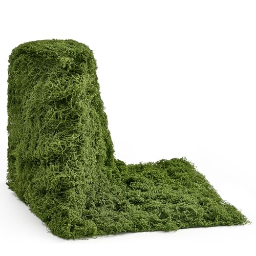 Artificial Moss Mat 11.81" × 5.91 ft, Faux Moss Roll Runner Sheet for Crafts & Wedding Decor, Reusable Green Nylon Fake Moss Roll for Garden Theme Party, Fireplace & Table Display - size: 12x71inch