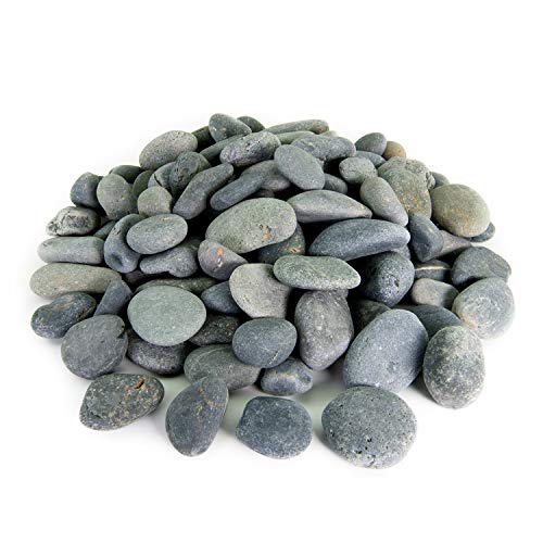 Mexican Beach Pebbles | 20 Pounds of Smooth Unpolished Stones | Hand-Picked, Premium Pebbles for Garden and Landscape Design | Black, 1 Inch - 2 Inch - color: Black, size: 20 Pounds, 1 Inch - 2 Inch
