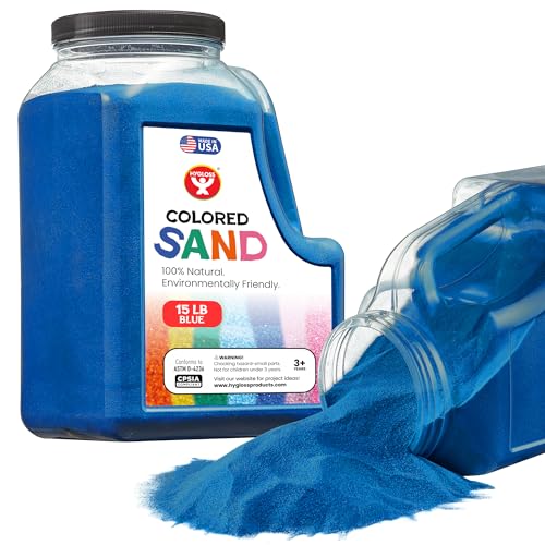 Hygloss Colored Sand for Crafts - 15 lb Bottle, Blue - Vibrant Colorful Fine Sensory Play Sand Art Kits for Kids - Classroom Activities for Children 3 4 5 6 7 8 9 10 11 12 - Safe for Ages 3+ - color: Blue, size: 15-Pound