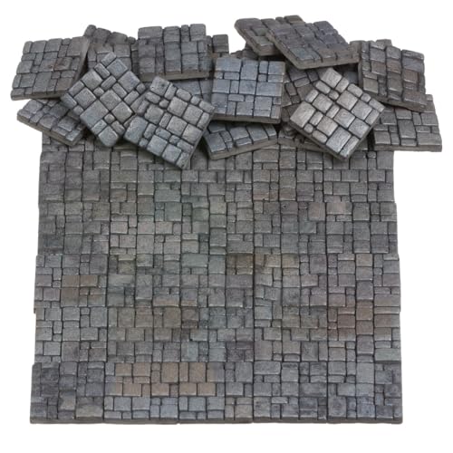 Dollhouse Miniature Paving Stones, Tiles for Modeling, Fairy Garden, and Tabletop Terrain, Set of 50pcs, REDUCIO! - color: Rustic Cobblestone
