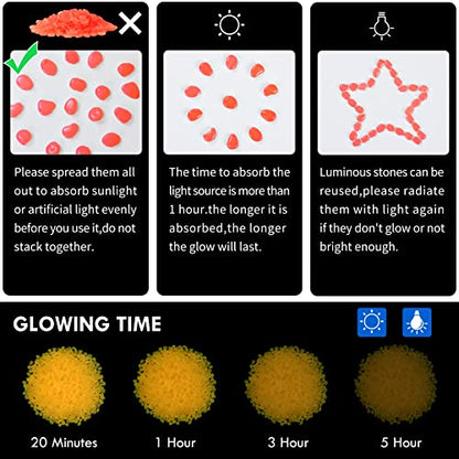 300PC 0.4" Glow in The Dark Rocks Luminous Stones Garden Pebbles Glowing Rocks for Fairy Garden,Potted Plants,Succulents,Patio,Lawn(Pink) - size: 300, style: Pink
