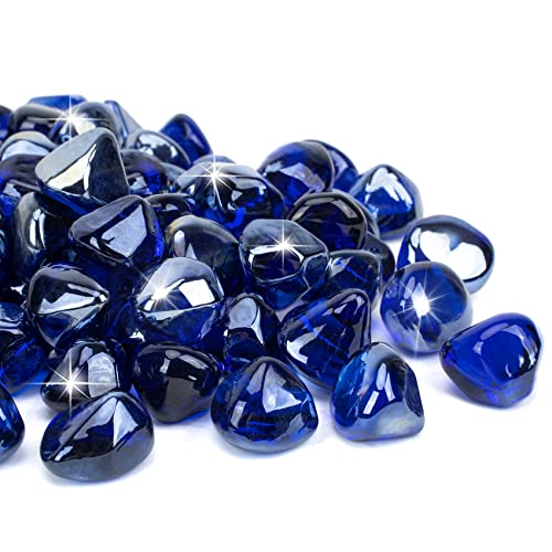 Mr. Fireglass 10 Pounds 1 Inch Diamond Fire Glass, High Luster Cobalt Blue - color: Cobalt Blue, size: 1 inch, 10 Pounds