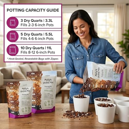 Molly's Orchid Potting Mix Chunky Soil-Free for Indoor Orchids 3 Dry Quarts - size: 3 Dry Quarts, style: Orchids