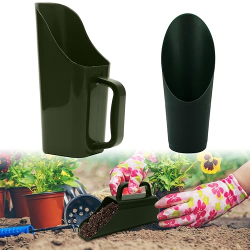 Garden Soil Scoop, 2-in-1 Multi-Function Plastic Spoon Soil Shovel Wear Resistant Digging Tool Cultivation Potting Scoop with Mini Scoop for Digging Up or Transporting Scoops of Soil
