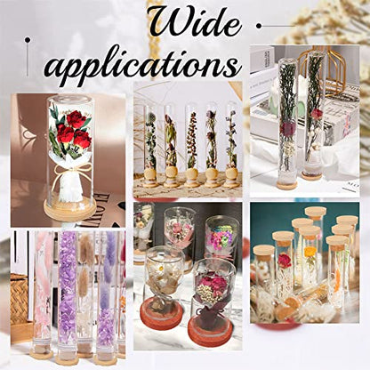 NBEADS 10 Sets Mini Cloche with Base, 1.57x0.47 Mini Eternal Flower Glass Cloche Clear Glass Display Case Flat Top Bell Jar Cloche for Centerpieces Plants Rocks Specimens Decorations Crafts - size: 1.69x0.47"(Flat top)