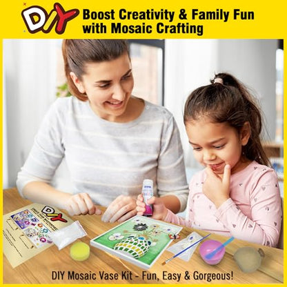 VTZH DIY Vase Mosaic Tiles for Crafts Painting Kits, DIY Arts and Craft Kits with Petal Glue Accessories Crafts for Adults, Mosaic Crafts Handmade Decorative Painting, Room Decoration, Gifts - style: Green -Beach Impressions