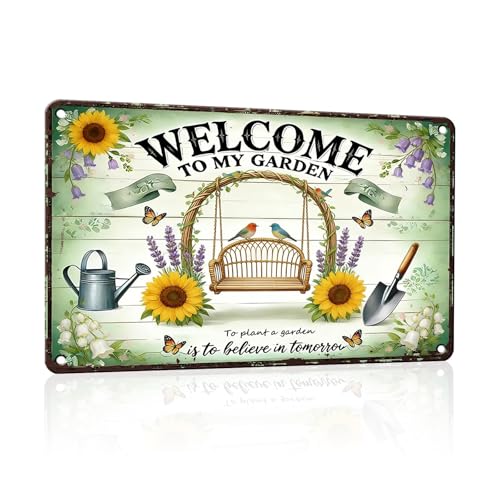 PEACHGARDEN Welcome To My Garden Metal Sign Women's Gardening Gift Garden Wall Art Decor For Outdoor Yard Patio Porch 8x12 inch - color: Garden Decor 18, size: 20X30cm(12*8in)