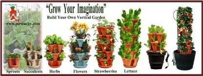 Vertical Gardening Planters - Mr Stacky Pots Can Use Any Growing Medium (Soil, Clay Pebbles, Vermiculte, Perlite, Coco Fiber) - Great for Hydroponics and Aquaponics Too - Build Your Own Stacking - color: Stone