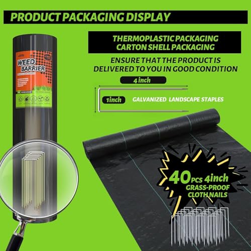 6x300FT Weed Barrier Landscape Fabric Heavy Duty, 3.2oz Durable Geotextile Fabric, Weed Block Gardening Ground Cover Mat, Weed Control Garden Cloth for Landscaping, French Drains, Yard Driveway - size: 6x300ft