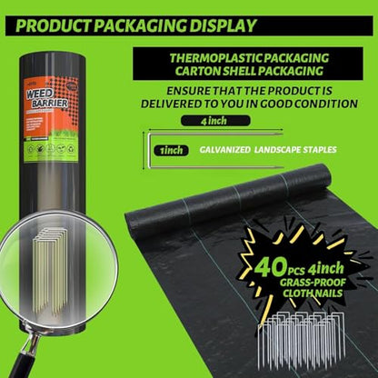 6x300FT Weed Barrier Landscape Fabric Heavy Duty, 3.2oz Durable Geotextile Fabric, Weed Block Gardening Ground Cover Mat, Weed Control Garden Cloth for Landscaping, French Drains, Yard Driveway - size: 6x300ft