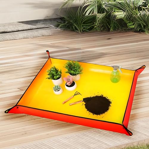 Gardening Repotting Mat for Plants - Waterproof Mat for Potting, Soil Change, Flower and Plant Care (50cm x 50cm, Yellow) - color: Yellow, size: Medium