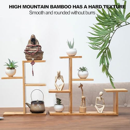 Mini Desktop Plant Stand Indoor Multi-Layer Window Sill Flower Stand Bamboo Succulent Window Sill Stand Bracket For Home , Office, Living Room, Bedroom Plant Display(Three-Layer)