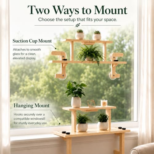 2-Tier Plant Display Shelf, Window Plant Shelves & Window Shelf for Plants