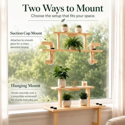 2-Tier Plant Display Shelf, Window Plant Shelves & Window Shelf for Plants
