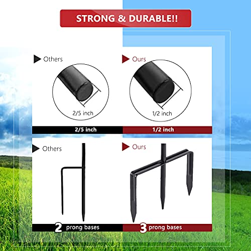 EXCMARK Shepherd Hook Adjustable Height 32/24/16’’ 1/2 inch Thick Use at Weddings, Hanging Solar Lights, Lanterns, Bird Feeders, Metal Hanger Hook (Black,32inch). U.S. Patent. (Pack of 2) - color: Black, size: 32 Inch (Pack of 2)