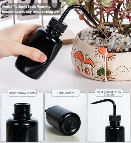 Melphoe Tattoo Wash Bottle Squeeze, 2Pcs 150ml Water Squirt Bottle Succulent Watering, Safety Rinse Watering Tools, Tattoo Supplies, Irrigation Sprinkling Can Wash Plant (Black) - color: Black, size: 5 Ounces