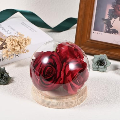 M METERXITY Cloche Glass Dome, D4.7In Ball Jar with Wooden Base for DIY Snow Globes/Small Plants/Flowers/Candles/Models/Souvenirs, Glass Display Case [Wood] - color: Wood, size: D4.7In
