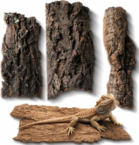 BESPORTBLE 4 Pack Natural Cork Bark Hides for Reptile Terrariums Assorted | Wood Cork Bark for Reptile Hides, Climbing and Terrarium Decor, Ideal for Geckos, Lizards, Tortoise And Bearded Dragons