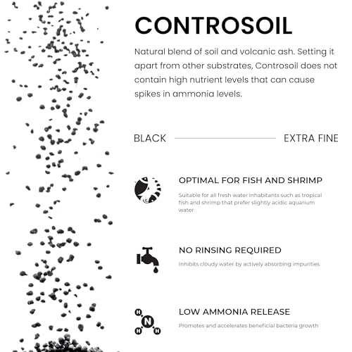Ultum Nature Systems Controsoil - Freshwater Aqua Soil Substrate for Fish, Shrimp, Live Plant Propagation and Aquascaping - 6.8pH Low Ammonia, Volcanic Ash - Black, Extra Fine (10 Liter) - color: Black - Extra Fine, size: 10 Liters (9.1 kg)