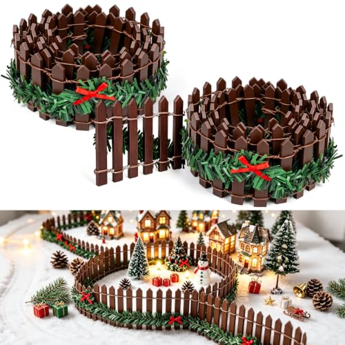 2 PCS 35 Inch Brown Christmas Garden Fence, Brown Fairy Garden Fence - color: 2 Pcs Bow brown