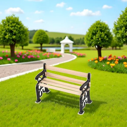 Miniature Park Bench Dollhouse Decoration Accessories Miniature Dollhouse Miniature Park Bench Scale Accessories Mini Fairy Garden Chairs Set for DIY Crafts, Dollhouse Ornament(1.9x0.9x1.3 inch)