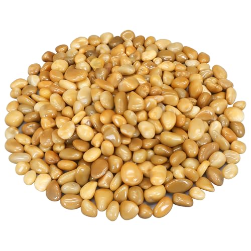 Fish Tank Rocks,Virekm River Rocks, Decorative Ornamental Pebbles - color: yellow, size: 10 Pounds