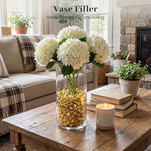 DOMESTAR 150 PCS Gold Acrylic Ice Rocks, Faux Nuggets Gems Vase Fillers | Pot of Gold, Pirate Jewelry Party Decorations, Birthday DIY Crafts & Table Scatter - color: Gold
