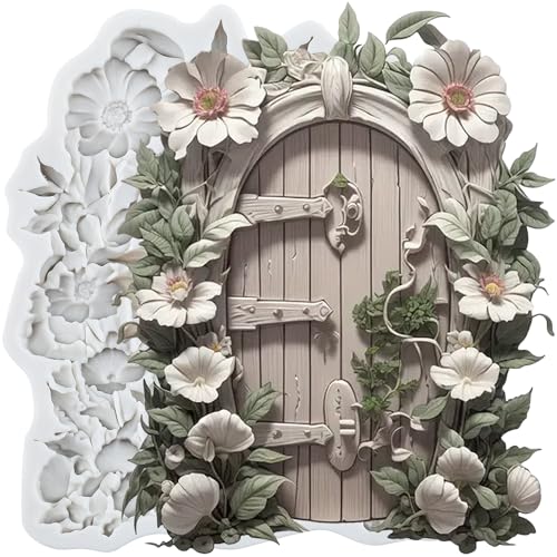 Fairy Garden Door Fondant Molds Door Silicone Mold for Cake Decoration Cupcake Topper Chocolate Candy Gum Paste Polymer Clay